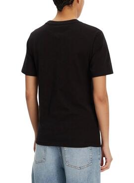 T-shirt Tommy Jeans Color Varsity noir pour femme.