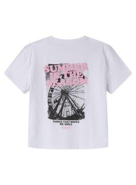 T-shirt Pepe Jeans Edith blanc pour fille.