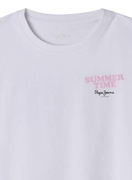 T-shirt Pepe Jeans Edith blanc pour fille.