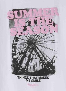 T-shirt Pepe Jeans Edith blanc pour fille.