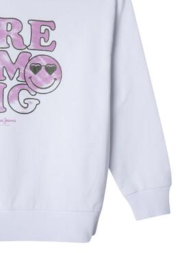 Sweatshirt Pepe Jeans Dacota blanc pour fille