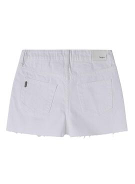 Shorts en denim Pepe Jeans A-Line blancos para niña.
