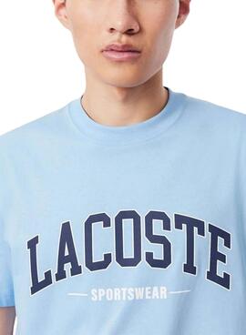 T-shirt Lacoste logo sportif bleu pour homme