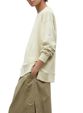Sweat à capuche Ecoalf Storm beige pour femme