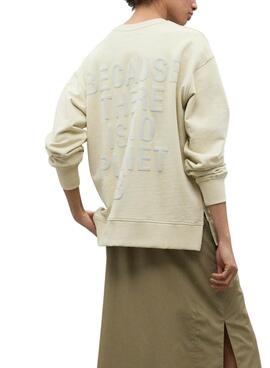 Sweat à capuche Ecoalf Storm beige pour femme