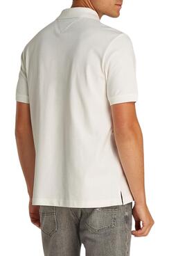 Polo Tommy Jeans Linear blanc pour homme