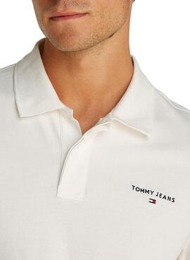 Polo Tommy Jeans Linear blanc pour homme