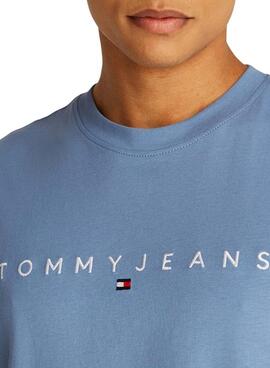 T-shirt Tommy Jeans Linear Logo bleu pour homme
