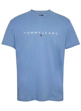 T-shirt Tommy Jeans Linear Logo bleu pour homme