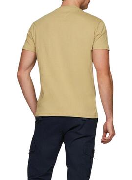 T-shirt Tommy Jeans Linear Logo beige pour homme