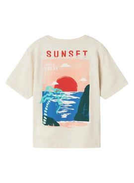 T-shirt Name It Femmin régulière beige pour enfant.