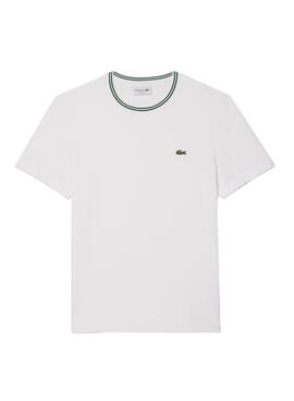 T-shirt Lacoste côtelé blanc pour homme