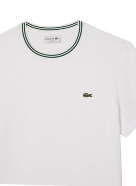 T-shirt Lacoste côtelé blanc pour homme