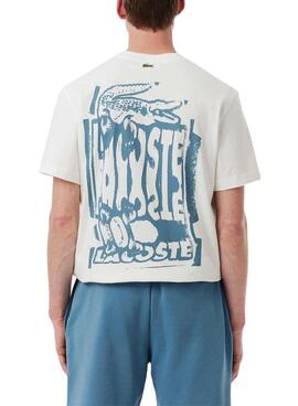 T-shirt Lacoste Graphic blanc pour homme