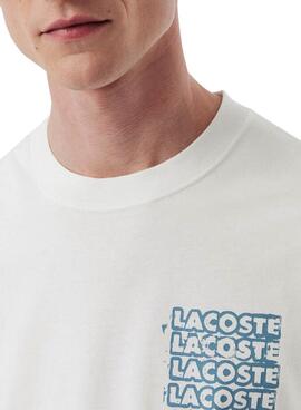 T-shirt Lacoste Graphic blanc pour homme