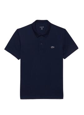 Polo Lacoste à côtes bleu marine pour homme