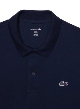 Polo Lacoste à côtes bleu marine pour homme