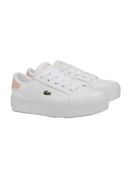 Chaussures Lacoste Ziane blanches et roses pour femmes