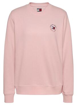 Sweat à capuche Tommy Jeans Essential Logo rose pour femme.