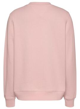 Sweat à capuche Tommy Jeans Essential Logo rose pour femme.