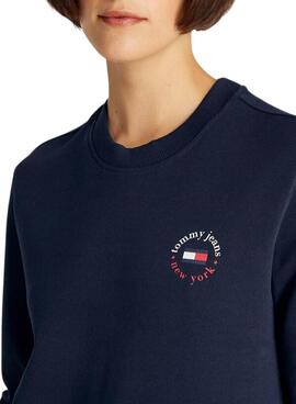 Sweat à capuche Tommy Jeans Essential Logo marine pour femme