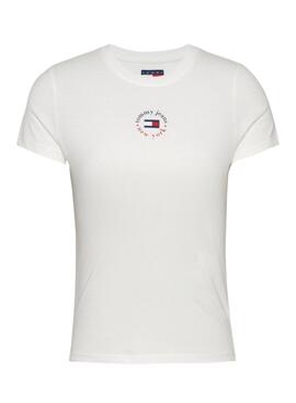 T-shirt Tommy Jeans slim blanc pour femme.