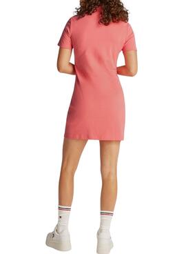 Robe Tommy Jeans Pique Polo corail pour femme