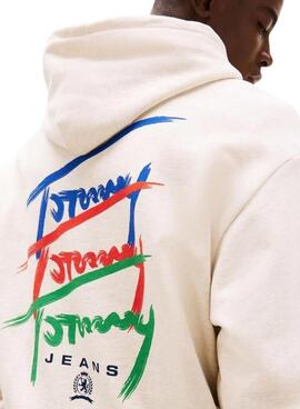 Sweatshirt Tommy Jeans Signature beige pour homme