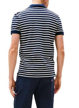 Polo Tommy Jeans à rayures bleues et blanches
