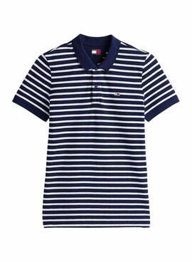 Polo Tommy Jeans à rayures bleues et blanches