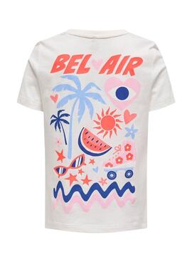 T-shirt Only Kids Koghappy Life blanc pour fille