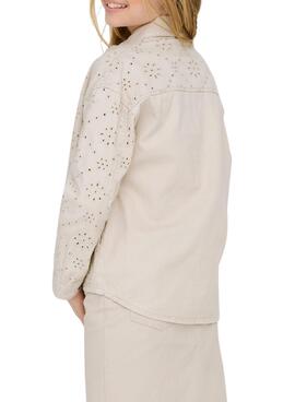 Veste Only Kids en crochet beige pour fille