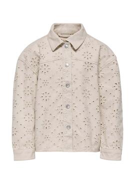 Veste Only Kids en crochet beige pour fille