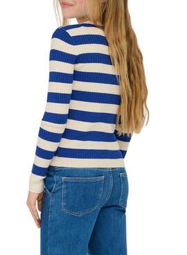 Top Only  Kogkarol rayures bleues et blanches pour fille.