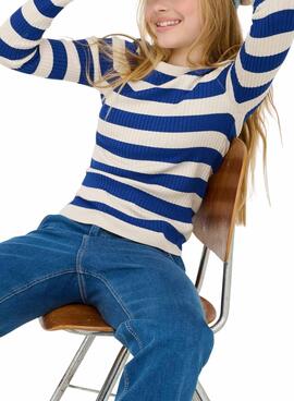 Top Only  Kogkarol rayures bleues et blanches pour fille.
