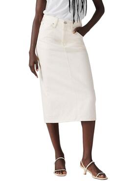Jupe en jean midi blanc Levi's pour femme