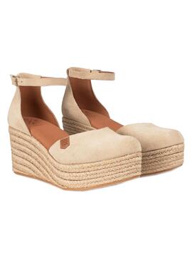 Compensées Popa Catalar  croûte de cuir   beige pour femme  