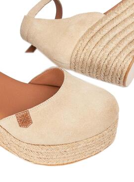 Compensées Popa Catalar  croûte de cuir   beige pour femme  