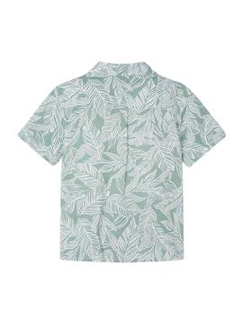 Chemise Mayoral en gaze imprimée tropicale verte pour enfant