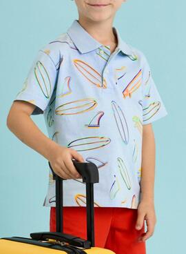 Polo Mayor imprimé ciel planches de surf enfant