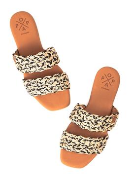 Sandales Popa Surim Ruma noir et beige pour femme