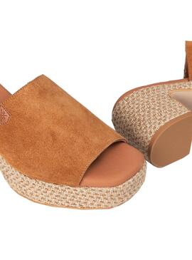 Sandales Popa Dilton en daim marron pour femme