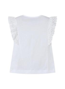 T-shirt Mayoral en crochet blanco para niña.