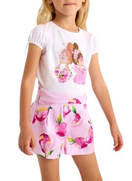 T-shirt Mayoral Poupées blanche pour fille