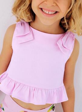 Top péplum mauve pour fille