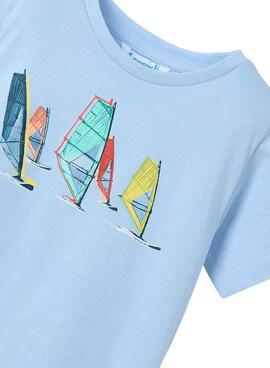  Ensemble de 2 T-shirts Mayoral Windsurf blancs et bleus pour garçon.
