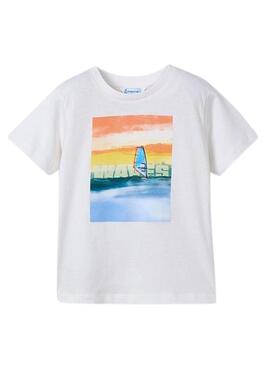  Ensemble de 2 T-shirts Mayoral Windsurf blancs et bleus pour garçon.
