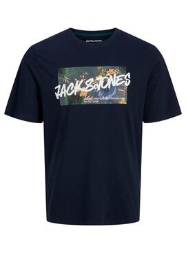 T-shirt Jack and Jones Hawaii Shape bleu marine enfant