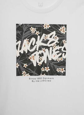 T-shirt Jack and Jones Hawaii Shape blanc enfant