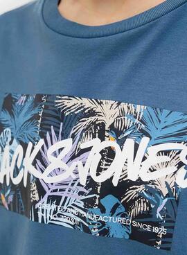 T-shirt Jack and Jones Hawaii Shape bleue enfant